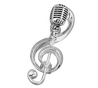 CONGARTENO Broche Note De Musique Et Microphone Vintage, Accessoire Mode Métal Argenté, Épingle De Sûreté Polyvalente, Femme Amatrice De Musique, Concert Et Fête, Design Classique