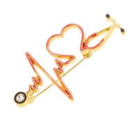 CONGARTENO Broche Stéthoscope Électrocardiogramme Chic en Alliage Métal Orné de Cristaux, Épingle Cœur Élégante pour Femmes, Accessoire Polyvalent Fête et Tenue Quotidienne, Taille Moyenne