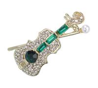 CONGARTENO Broche Violon Élégante en Métal Vert, Épingle de Col Féminine, Accessoires pour Femmes, Bijou Musical Unique, pour Vêtement de Cérémonie, Présent Fête et Anniversaire