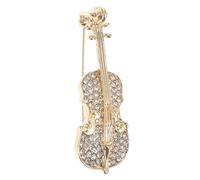 CONGARTENO Broche Violon Musicale Dorée en Alliage Émaillé pour Vêtements Femme, Épingle à Revers Élégante, Accessoire Polyvalent pour Tenue Décontractée et Événement Formel, Design Petit