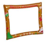 CONGARTENO Cadre Photo Gonflable de Noël Doré Décoration Portable et Légère pour de Fin Année Accessoire Photobooth pour Réunions Familiales et Événements Festifs