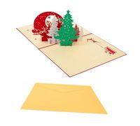 CONGARTENO Carte de Noël Pop Up avec à Écrire Carte de de Noël Festive Papier Solide pour Famille et