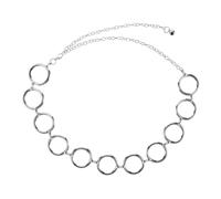 CONGARTENO Ceinture Chaîne Femme Argentée Mode Simple Boucle Oversize Ceinture Métal Ajustable Bijoux Corps pour Robes et Jeans