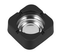CONGARTENO Cendrier Carré en Acier Manganèse et PP Noir 8,9 X 8,9 Cm avec 4 Supports à Cigares, Cendrier de Bureau Stable et Facile à Nettoyer, Adapté pour Usage Intérieur et Extérieur