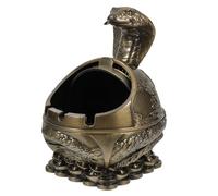 CONGARTENO Cendrier Décoratif en Métal Cuivre Vert Antique Forme Serpent avec Couvercle Coupe-Vent, Grand Cendrier Couvert Pratique pour Extérieur et Intérieur, Jardin et Bureau, 1 Pièce