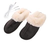 CONGARTENO Chaussons USB Chauffants pour Femmes Semelle Chauffante Électrique Douce Sous Bureau Chauffage Confortable et Respirant pour Intérieur et Extérieur Gris Foncé