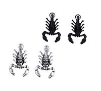 CONGARTENO Clous D’oreilles Unisexes Scorpion 3d En Métal Brossé, Paire Mixte Noir Mat Et Argenté Ancien, Bijoux Polyvalents Mode Pour Usage Quotidien Et Occasions Spéciales (2 Pièces