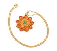 CONGARTENO Collier En Chaîne En Métal Pour Femmes Bijoux Vintage En Émail Chaînes Collier Vintage En Forme De Lotus