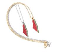 CONGARTENO Collier Fruit Pastèque Pendentif Carte de Palestine en Acier Inoxydable, Collier Léger pour Été, Bijou Unisexe pour Occasions Décontractées