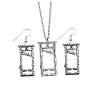 CONGARTENO Collier Gothique avec Boucles Oreilles Guillotine de Bijoux Vintage pour Halloween et Fêtes Pendentif pour Hommes et Femmes