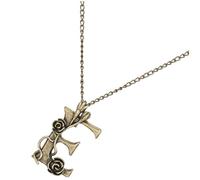 CONGARTENO Collier Lettre E Femme en Alliage Bronze Antique, Chaîne Longue Rétro Décorative, Collier de Roses Vintage pour Pull et Robe, Bijou Simple et Élégant