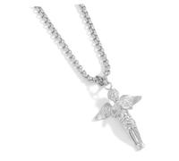 CONGARTENO Collier Pendentif Ange Prière En Acier Au Titane Argenté Unisexe Chaîne De Cou Mode Hommes Femmes Élégant Style Vintage 45 Cm Bay
