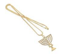 CONGARTENO Collier Ras du Cou Étoile de David en Cristaux à 9 Têtes, Pendentif Hexagramme Doré, Bijou Religieux pour Hanoukka, Accessoire Unisexe Scintillant, Présent Symbolique