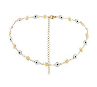 CONGARTENO Collier Ras-du-cou Marguerite et Œil Maléfique en Alliage sans Nickel, Chaîne Courte Ajustée, Bijou Protecteur pour Femmes et Filles Quotidien