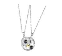 CONGARTENO Colliers de Couple Assortis Soleil et Lune en Alliage Sûr Projection je T'Aime 100 Langues 2 Pièces Pendentifs Magnétiques pour Valentin et Relation Amoureuse