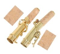 CONGARTENO Cou de Saxophone Soprano en Laiton avec Feuilles de Liège, Manche Droit Incurvé, Accessoire de Remplacement pour Saxophone B♭, Ensemble 2 Pièces pour Musicien Adulte et Usage