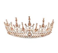 CONGARTENO Couronne Baroque de Mariée en Alliage avec Cristaux, Tiare Chic Couleur Rose Gold, Accessoire de Cheveux Élégant pour Mariage et Fête, Décoration Capillaire Raffinée