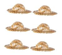 CONGARTENO Décorations De Cocktail Mini Chapeaux De Paille Tissée 6 Pièces, Accessoires Artisanaux, Coloris Naturel, pour Fête Et Photo, Mini Décorations De Verres à Cocktail Et Buffet