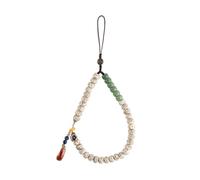 CONGARTENO Dragonne pour Téléphone Portable Rétro Star et Lune pour Poignet, Corde Courte en Perles Naturelles, Accessoire Pratique pour Randonnée, Vélo et Jogging, Couleur Naturelle Bois