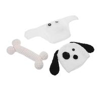 CONGARTENO Ensemble Tricoté pour -Né Costume de Chiot Bébé Garçon Fille Accessoires Photo Crochet Faits Main Tenue pour Séance Photo -Né 0-3 Mois Bonnet Short et Os Bébé