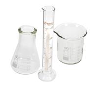 CONGARTENO Ensemble Verrerie Laboratoire 3 Pièces En Verre 50 Ml Comprenant Bécher Gradué, Éprouvette Graduée Cylindrique Et Fiole Conique, Outil Mesure Précis Pour Chimie, Biologie Et Physique