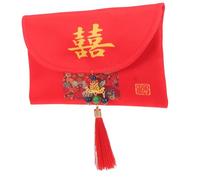 CONGARTENO Enveloppe Rouge Tissu Robuste pour Mariage Traditionnel Chinois Sac Porte Monnaie Décoré à Motifs pour Billets et