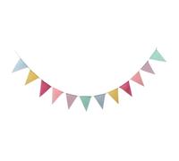 CONGARTENO Guirlande de Fanions Triangulaires en Toile Imitation Lin 15 Pièces 4 Mètres Décoration de Mariage Fête et Anniversaire Banderole Colorée Réutilisable et Résistante à la