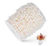 CONGARTENO Guirlande de Perles Artificielles Rouleau Chaîne Perlée Décorative Résistante pour Mariage DIY Bijoux et Accessoires Perles Rondes Brillantes Fil Solide pour Décoration