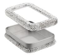 CONGARTENO Guitar Pick Case Rhinestone Tinplate Storage Box with Window for Acoustic Electric Bass Guitar Portable Organizer