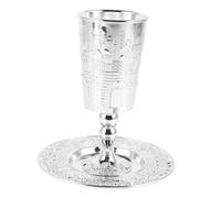 CONGARTENO Kiddush Alliage de Zinc avec Soucoupe Tasse de Vin Décorative Judaica Shabbos pour Shabbat et Fêtes Juives