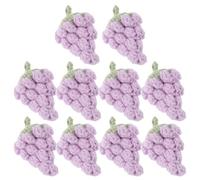 CONGARTENO Kit de 10 Pendentifs Raisins au Crochet Faits Main Couleur Violette Motif Amigurumi Réaliste Décorations pour Paquet et Porte-Clés Loisirs Créatifs Débutants Accessoires