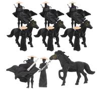 CONGARTENO Lot de 12 Figurines Miniatures en Résine 4 Chevaliers à Cape, 4 Chevaux Noirs Debout et 4 Épéistes à Dos D'épée Décoration Micro-Paysage pour Aquarium, Terrarium et Bonsaï,
