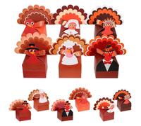 CONGARTENO Lot De 12 Porte-Biscuits De Noël Décorations De Fêtes Décorations De Dinde Conteneurs De Fête Bonbons Automne Thanksgiving Famille Gâteaux