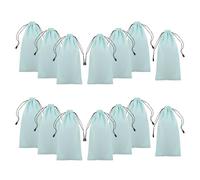 CONGARTENO Lot de 16 Pochettes à Lunettes de Ski en Tissu Léger Cordon de Serrage - Housse de Anti-Poussière pour Masque de Ski 26X13 CM - Paquet Souple Bleu Clair pour Snowboard et Sports