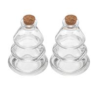 CONGARTENO Lot de 2 Bocaux à Vœux en Verre 90 ML Forme Sapin de Noël avec Bouchon Liège Petites Bouteilles Décoratives pour Fêtes Activités Créatives Garçon et Filles Décoration Noël et