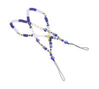 CONGARTENO Lot de 2 Chaînes de Téléphone Portable Créatives en Pâte Polymère Boho, Accessoires Légers Multifonctions, Style Ethnique, Longueur Standard, Couleur Multicolore, pour Femmes