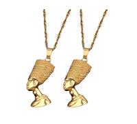 CONGARTENO Lot de 2 Colliers Pendentifs Statue Pharaon Égyptien Style Hip-hop Rétro pour Hommes Bijoux de Collier pour Hommes Chaîne de Cou Dorée Présent pour Garçon