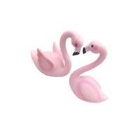 CONGARTENO Lot de 2 Décorations de Gâteau Flamant Rose en Résine Set 2 Pièces Décoration de Pâtisserie pour Fête Saint-Valentin et Loisirs Créatifs