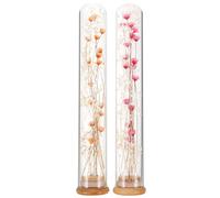 CONGARTENO Lot de 2 Fleurs Séchées en Bouteille de Verre 12 CM Décoration de Bureau et Intérieur Bouquet Mini Roses et Gypsophile Jaune Orangé Composition Naturelle sans Entretien
