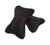 CONGARTENO Lot de 2 Oreillers Cervicaux pour Voiture en PU Noir Surpiqûres Rouges Coussins D’Appui-Tête Universels Confortables et Respirants Soutien Nuque pour Siège Auto Usage Voiture