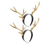 CONGARTENO Lot de 2 Serrage-Têtes à Bois de Renne Dorés Pailletés Bandeaux Cerf Festifs pour Noël et Halloween Accessoires Légers et Confortables pour Déguisement et Séances Photo