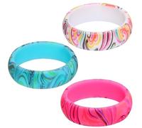 CONGARTENO Lot de 3 Alliances en Silicone pour Femmes Style Bohème Largeur 57 MM Motif Paisley Taille 6 Bagues Empilables en Caoutchouc Silicone pour Mariage et Usage Quotidien
