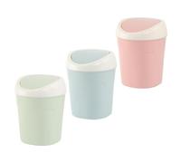 CONGARTENO Lot de 3 Mini Poubelles de Bureau avec Clapet Poubelles Réutilisables en Polypropylène Compactes Coloris Rose Bleu Vert Corbeilles à Papier pour Bureau et Salle de Bain Gain
