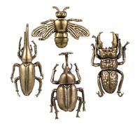 CONGARTENO Lot de 4 Figurines en Laiton Vintage Coléoptères et Abeilles, Sculptures Décoratives Rétro, Décoration Intérieure, Objets D’Art pour Maison et Bureau
