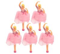 CONGARTENO Lot de 5 Poupées Danseuse de Ballet en Plastique Doré et Jupe Rose Figurines Princesse pour Accessoires de Boîte à Musique Décoration Intérieure Festive et Collection de