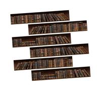 CONGARTENO Lot de 6 Autocollants Muraux Décoratifs pour Escaliers en PVC Auto-Adhésif et Imperméable Dimensions 18X100 CM Motifs Bibliothèque Réalistes Amovibles et Adaptés aux Surfaces