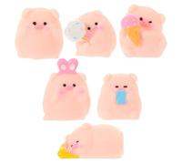CONGARTENO Lot de 6 Figurines de Cochons Miniatures en Résine Petites Statues Décoratives pour Bureau et Maison Ornement Animalier Mignon pour Salon Chambre ou Espace de Travail