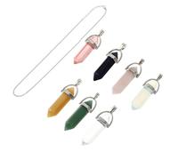 CONGARTENO Lot de 7 Pendentifs en Cristal Naturel Hexagonal Collier de Mode Chaîne Délicate Accessoire de Clavicule Multicolore pour Femmes Bijoux Décoratifs