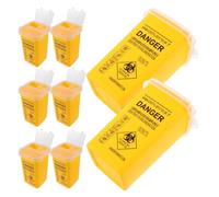 CONGARTENO Lot de 8 Conteneurs pour Objets Tranchants en PP Jaune 15 X 10 CM avec Couvercle à Double Ouverture Collecteur Sécurisé pour Déchets d'Aiguilles Usagées Poubelle Portable pour