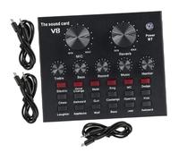 CONGARTENO Mixeur Audio Professionnel avec Carte Pratique et Micro à Condensateur Effets Sonores Variés Volume Réglable Compatible Téléphones PC et pour Live Streaming et Enregistrement
